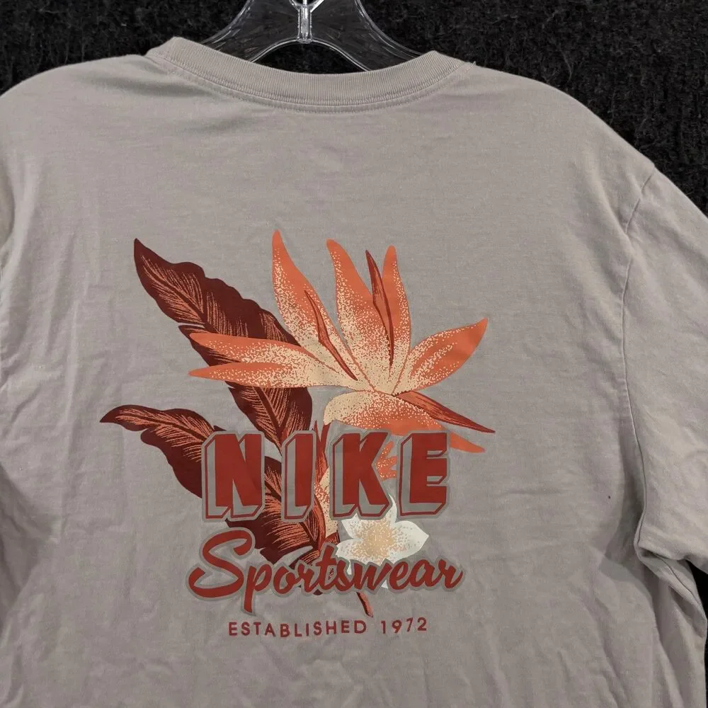 Nike Sportswear Shirt Men's Large Gray Tropical Graphic Tee HV4627-012